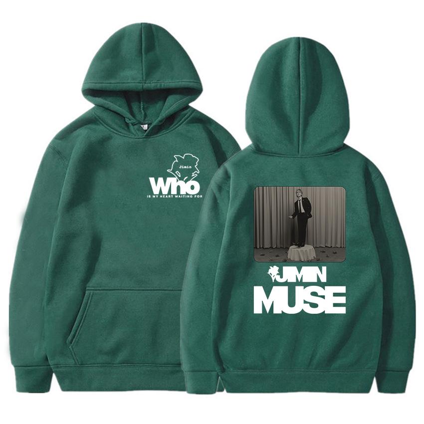 Hoodies Jimin Muse Album Graphic Sweatshirts Who Is My Heart Waiting for Flower Printing Pullovers Moletom Feminino Winter Women