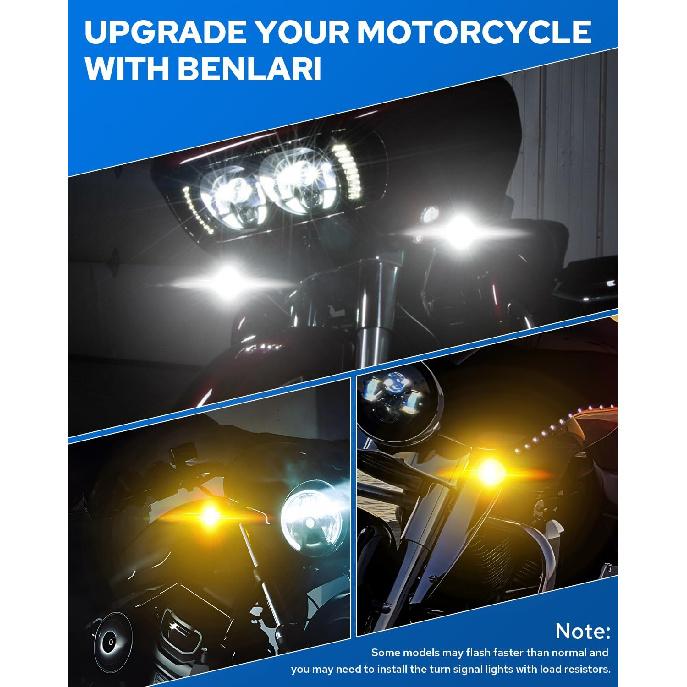 Upgrade 2" Motorcycle Front Turn Signals with Smoked Lens Covers 1157 LED Running Lights Compatible for Harley Davidson Touring Dyna Softail