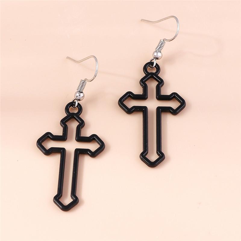 Vintage Witch Vampire Heart Earrings Gothic Cross Talisman Dangle Earrings Steampunk Royal Party Statement Jewelry Gifts