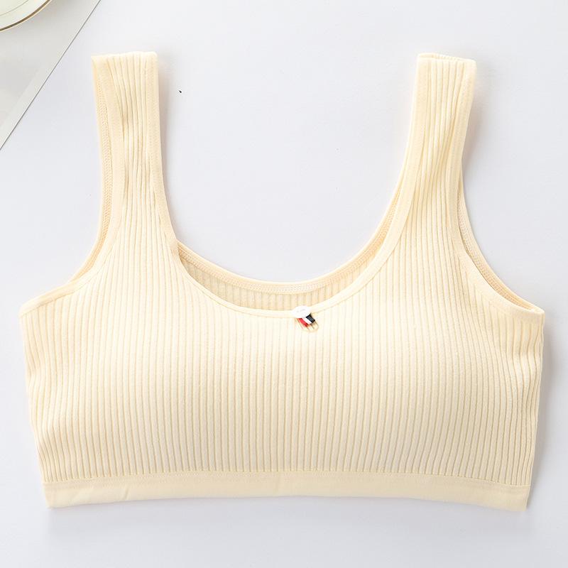 Период разработки нижнего белья для девочек с накладкой на грудь. Удобный бюстгальтер для младших школьников без стального кольца с накладкой на грудь. Тонкая секция.