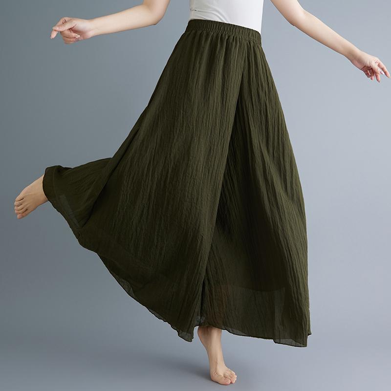 Dimanaf Plus Size 2021 Women Linen Pants Elastic Vintage Korea Basic Female Large Size Fashion Slacks Wide Leg Oversize Loose Pants