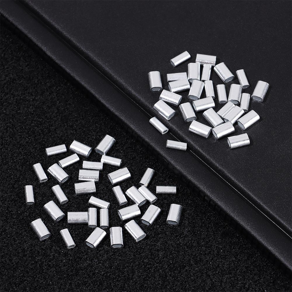 Oval 1.0-2.0mm Line Crimping Sleeves Double Aluminum Tube Fishing Wire Tube Wire Crimp Connector