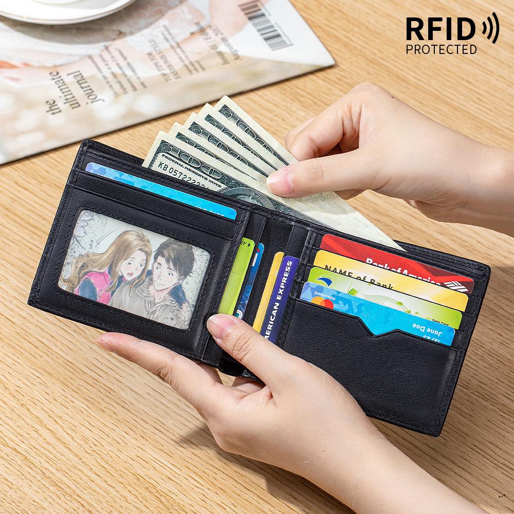 Новый мужской кожаный кошелек - Короткий кошелек из коровьей кожи высшего слоя, Зажим для денег, Подарок для отца, мужа или парня