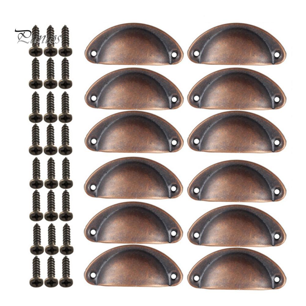 Puntos 12 шт./компл. винтажные металлические ручки для шкафа в форме ракушки, аксессуары для фурнитуры