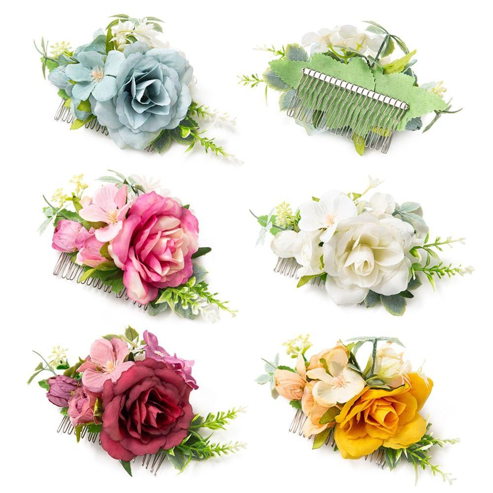 Свадебные хрустальные украшения для волос Цветочная расческа для волос Свадебные аксессуары для волос Расческа для волос с цветочными листьями