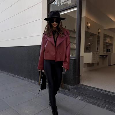 Женские винтажные повседневные осенне-зимние однотонные принтованные длинные рукава поло воротник куртки и пальто