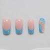 Nail Art Piece High Fashion 3D Three-Dimensional Light Blue Classic French Long-Wearing Nail Piece