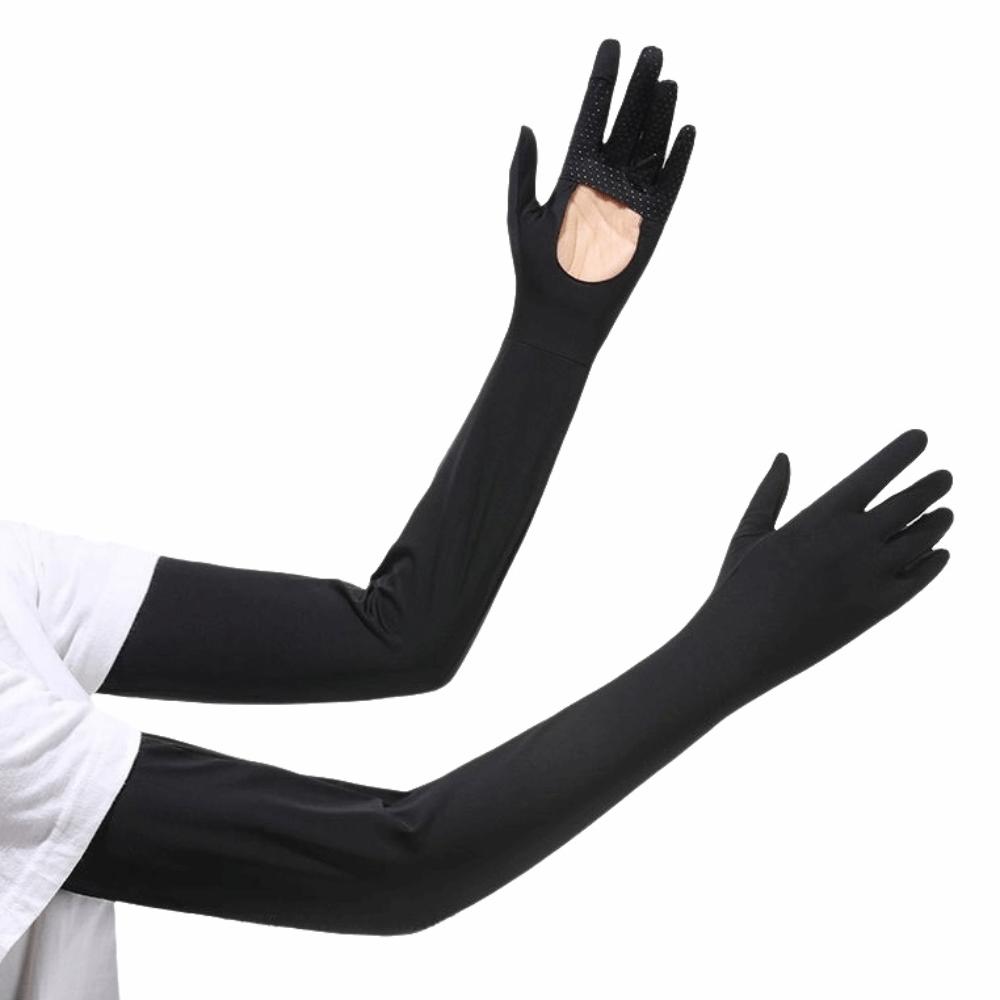 Sun Protection Ice Silk Arm Sleeve Non-slip Summer Arm Cover Sunscreen Sleeve Gloves Outdoor