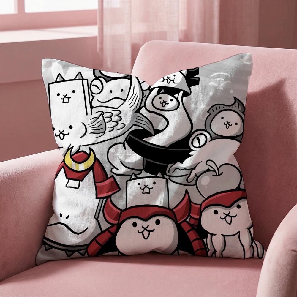 Чехол на подушку B-Battle Cats для разных помещений и автомобиля - Двусторонний, Мягкий и Прочный для Ежедневного Использования