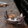 Mermaid Ceramic Handicrafts Backflow Incense Burner Incense Stick Holder Dolphin Purple Clay Incense Coils Censer Decor Gifts