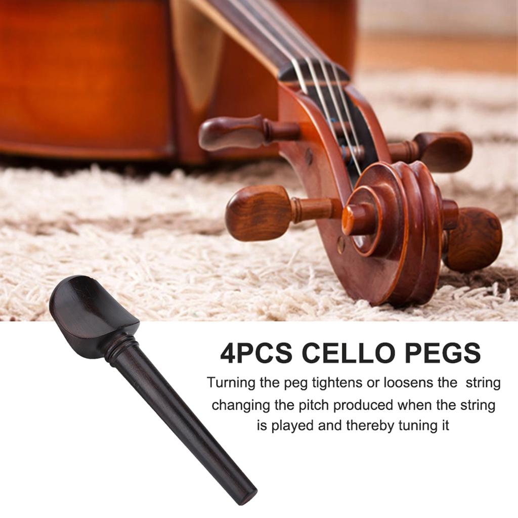 4pcs Ebony Wood Cello Pegs Tuning Accessories No Hole Musical Instruments Parts for 4 4 Cello