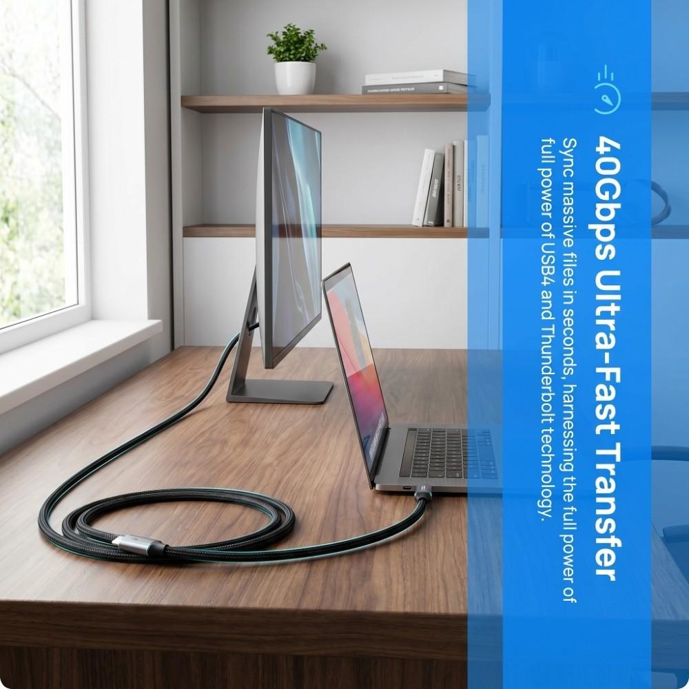 40Gbps Dual Type-C Charging Cable 8K@60HZ USB C Video Cable USB4 Data Cord for Phone Laptop PC