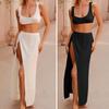 Boho Chic Asymmetrical Back Tie Slit Dress & Beach Cover-Up Set with Sun Protection