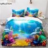 Fantasy Ocean Pattern Duvet Cover Teen Ocean Animal Comforter Cover Microfiber Sea Underwater World Bedding Set Bedroom Decor