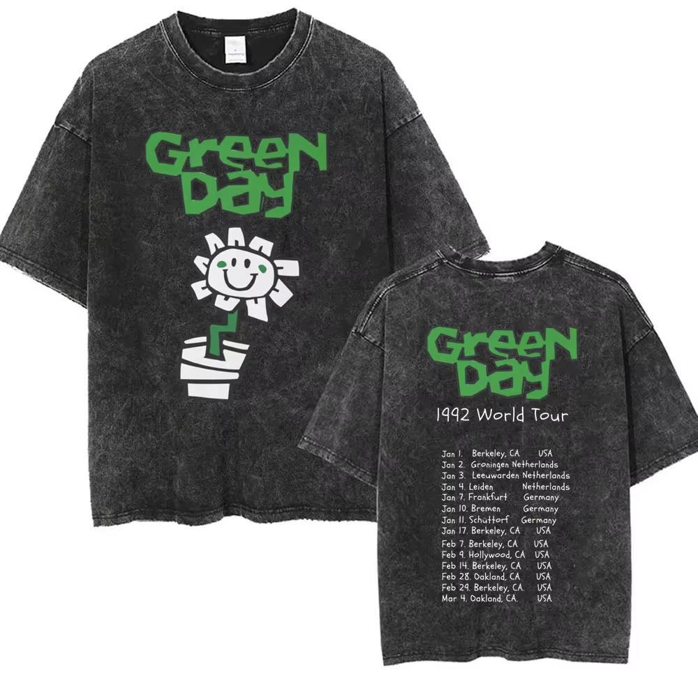 Стирка Винтажные Панк-группа Green Day Kerplunk Графические Футболки Мужские Женские Готический Рок Ретро Футболки Мужские s Оверсайз Футболки