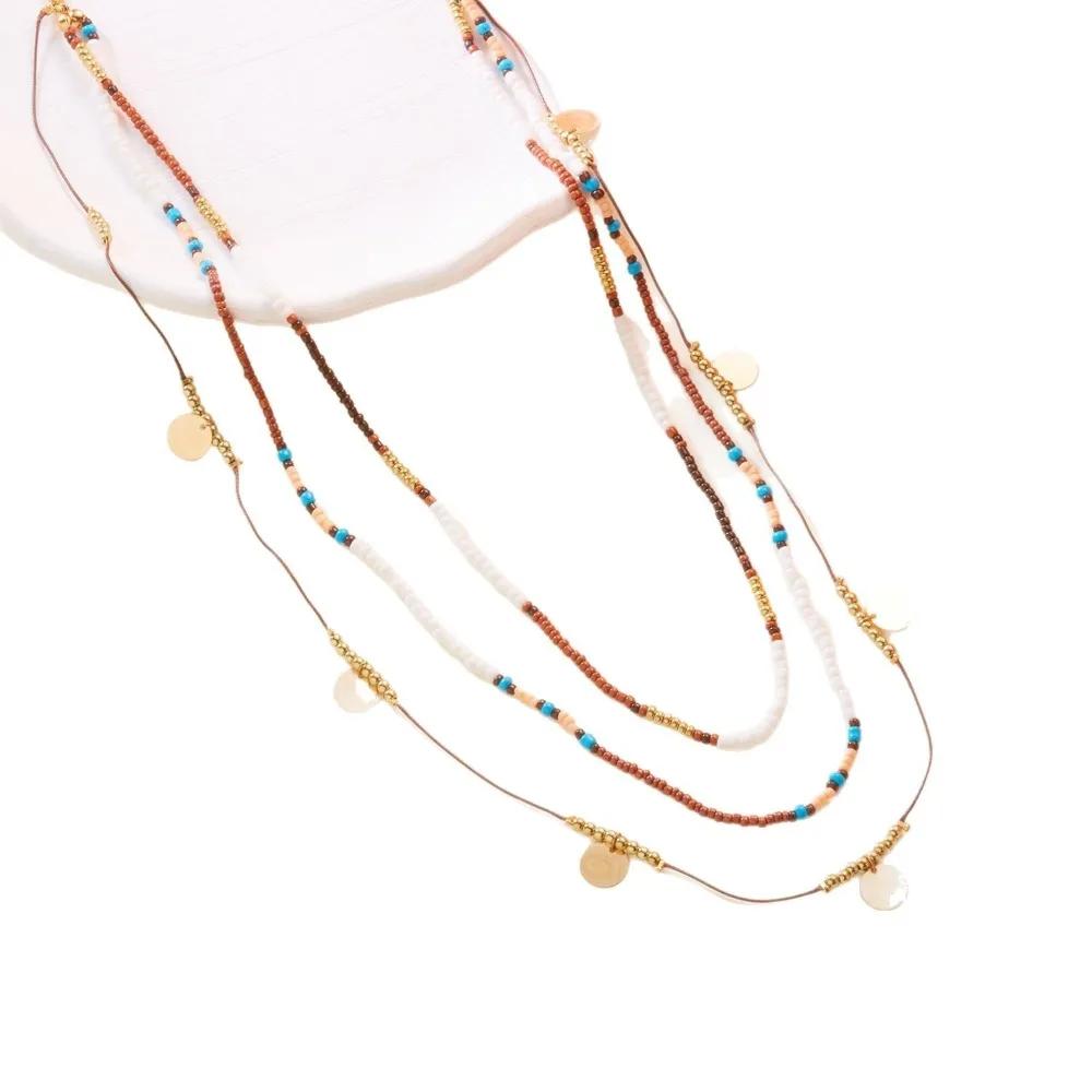 Retro Multi-layer Bead Necklaces Vacation Style Colorful Clavicle Chain Collarbone Chain Choker Bohemian Necklaces Girl