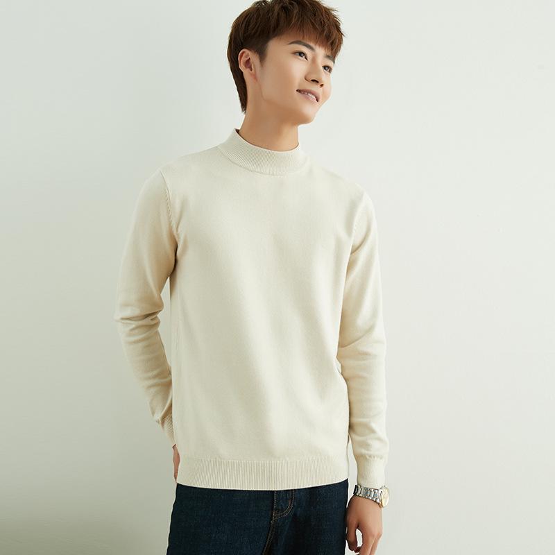 Мужской деловой пуловер с полувысоким воротником крупной вязки для осени и зимы