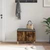 Hallway Bench with Cushion and Door Smoked Oak 60 x 38 x 46 cm