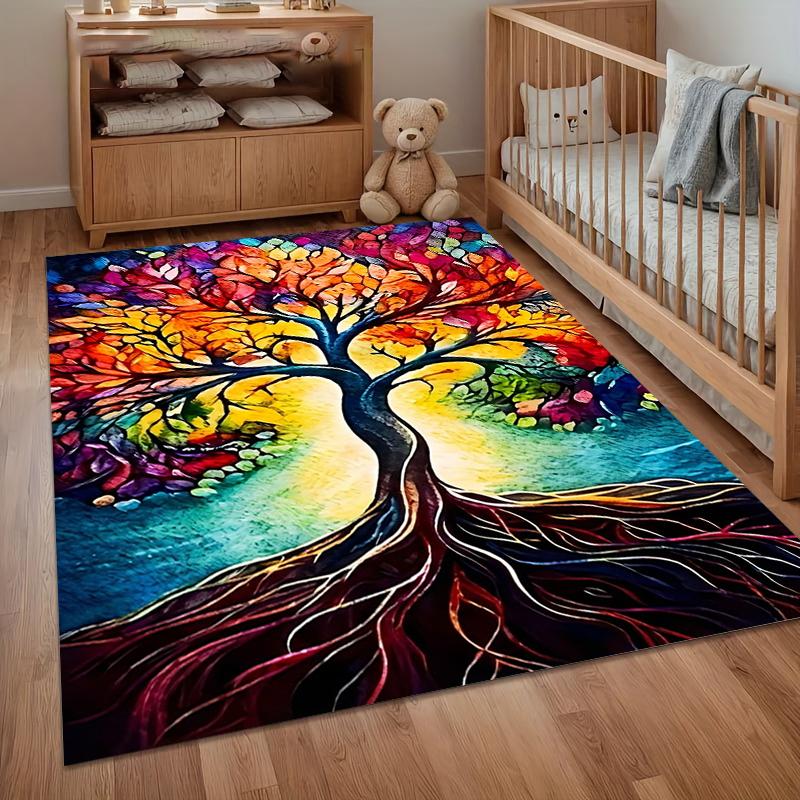 Tree of Life Nature Norse Rug Carpet for Living Room Bedroom Decor,Non-slip Doormat Meditation Picnic Mat Idea Gift Boho