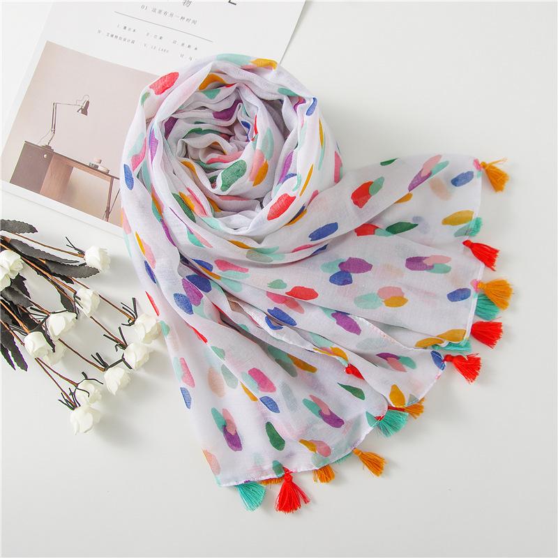 Fashion Luxury Women Viscose Scarf Designer Shawl Cotton Linen Feeling Tassel Pashmina Muslim Hijab Wrap Floral