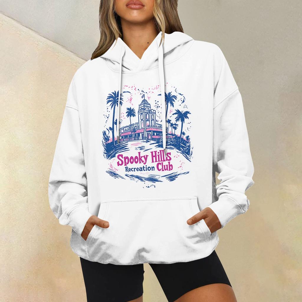Women's Fashion Casual Long Sleeve Hooded Printed Sweatshirt