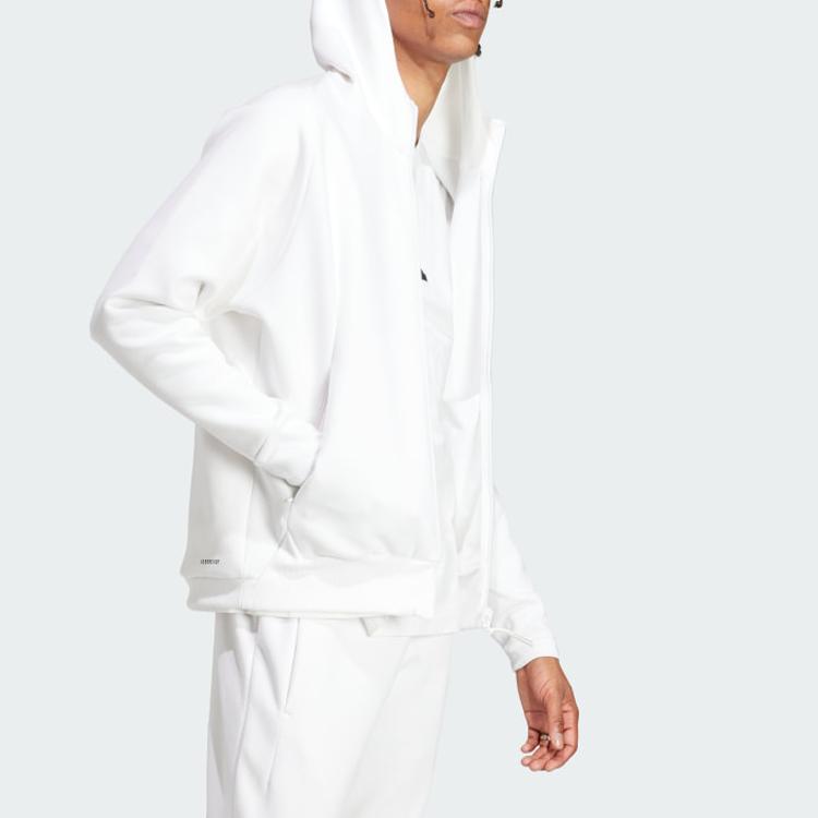 Adidas ЗНЕ. Толстовка с капюшоном на молнии с логотипом серии, мужская верхняя одежда, белая IN5092