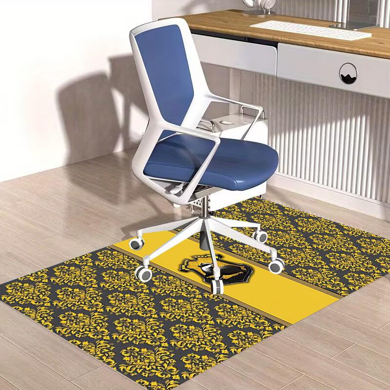 1pc Office Carpet Chair Mats Hufflepuff Crest Pattern Perfect for Office Chairs, Living Rooms, Or Bedrooms,Polyester Carpet.HDT100