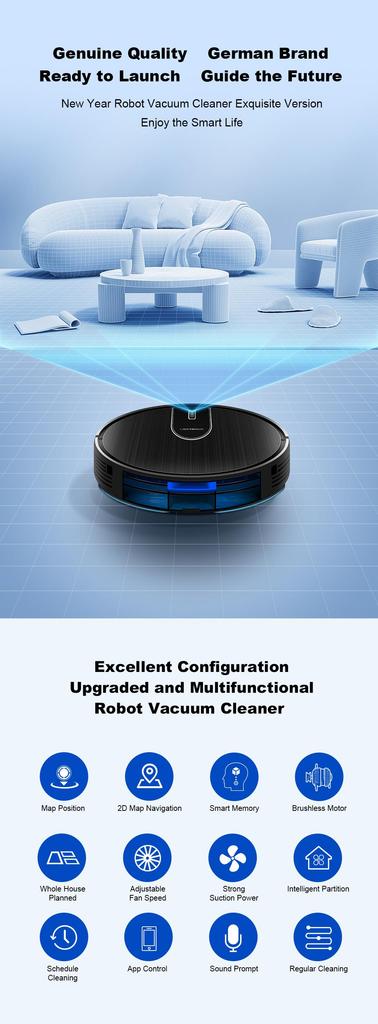 Liectroux N7S-U Robot Vacuum Cleaner 5200 mAh Battery Capacity 6000 Pa Maximum Suction Power APP & Voice Control