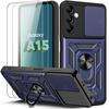 Protective Case - Booling - for Samsung Galaxy A15 4G-5G - Navy Blue - Shockproof - 2 Tempered Glasses