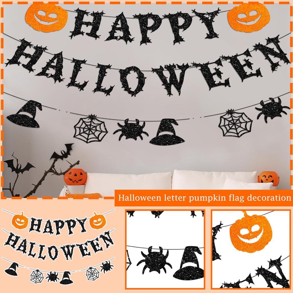 Halloween Letter Pumpkin Flag Decoration Banner Arrangement