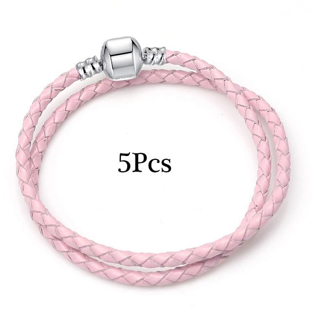 5pcs /Lot Sale Popular Charm Bracelets Diy Elegant Leather Chain Charms Bracelets Bangles For Women Jewelry Gift