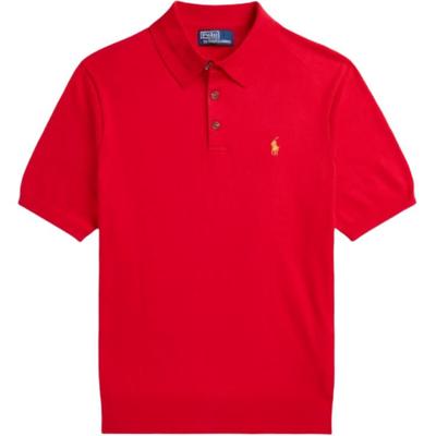 Polo 25 Весна Лето Новый год Однотонная Футболка поло с коротким рукавом на пуговицах Мужские топы Красный MNPOSWE1N820044-RED