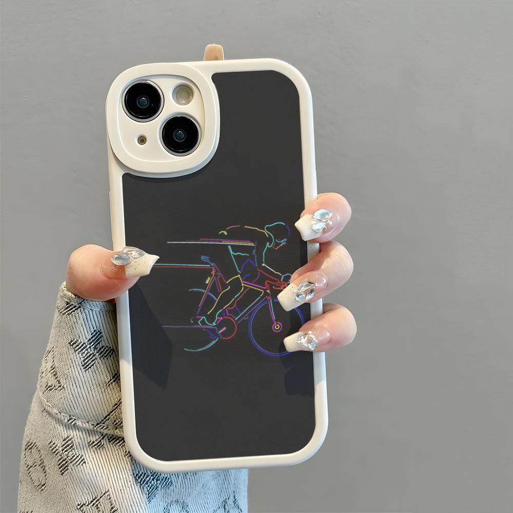 BIKE Cycling Art Phone Case New 2025 Lambskin Silicone For IPhone 16 15 14 11 12 13 Pro Max Mini X XR XS 8 Direct Selling Plus F