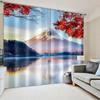 Custom Japanese Landscape Curtains Mount Fuji Red Maple Tree Theme Japanese Restaurant Window Semi-blackout Curtains 2Panels