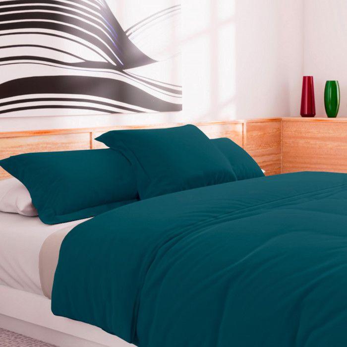 Housse de couette en coton 57 fils 240x220 cm UNI bleu canard, par Soleil d'Ocre