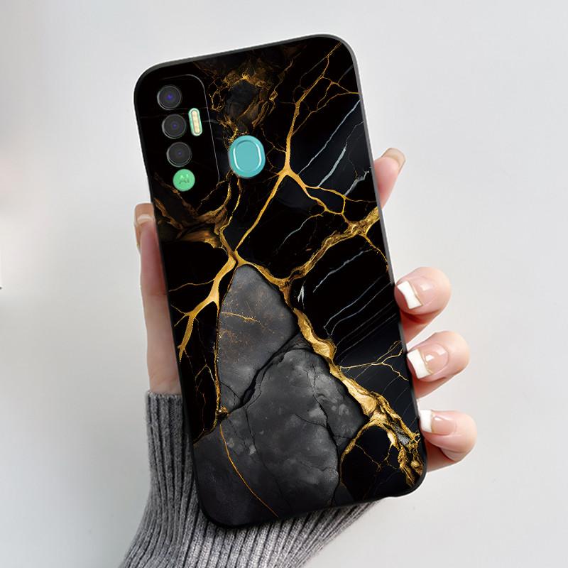 Чехол для телефона Tecno Spark 7P Бампер Мягкий Силикон Новый Черный Чехол Модный Стиль Цветочный Цветочный Расписной Ударопрочный Чехол