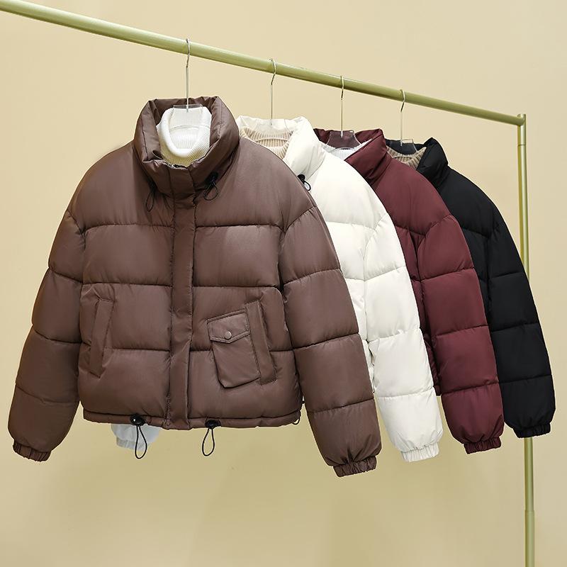 GMXIA Женские винтажные повседневные однотонные принтованные куртки и пальто с длинным рукавом и стойкой на осень-зиму