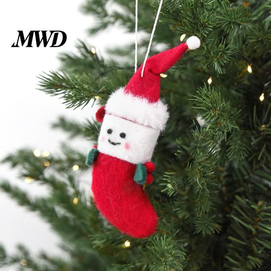 Festive Home Party Supplies Christmas Felt Ornament, Handmade Wool Santa Candy Cane House Soft Woolen Decorations for Kids Snowman Hanging Holiday