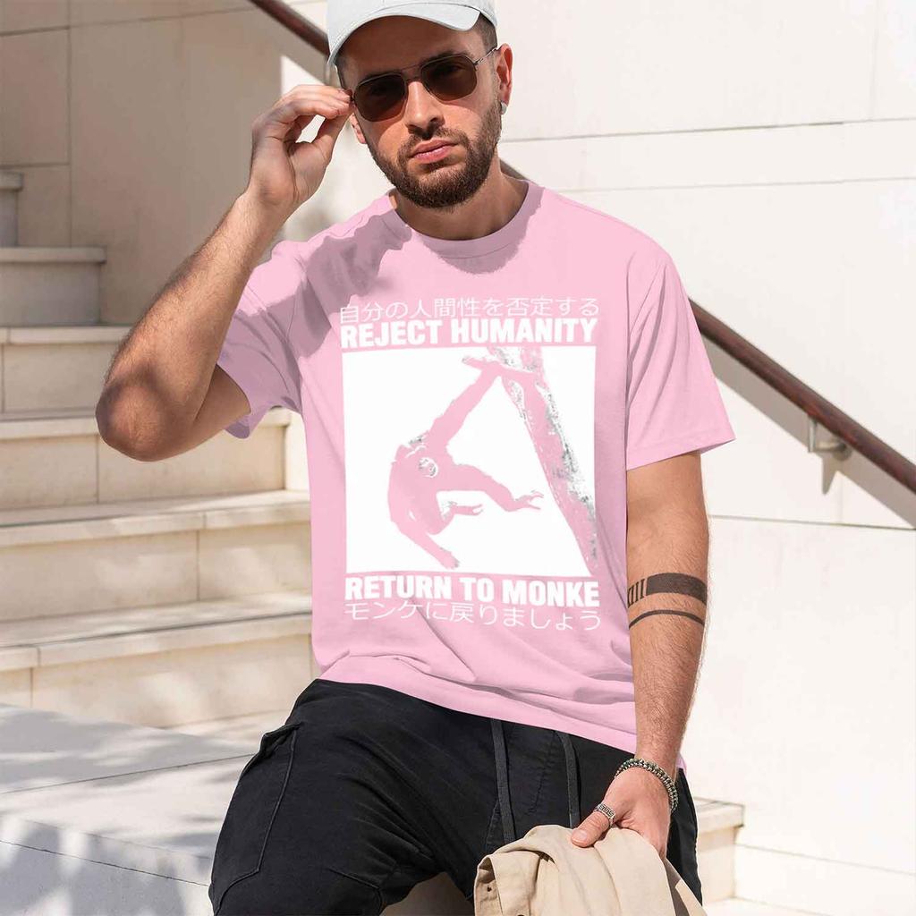 2026 New Unisexs Cotton Graphic Tee Cute Funny Japanese Monkey Print Reject Huunisexity Return To Monke Casual Tshirt