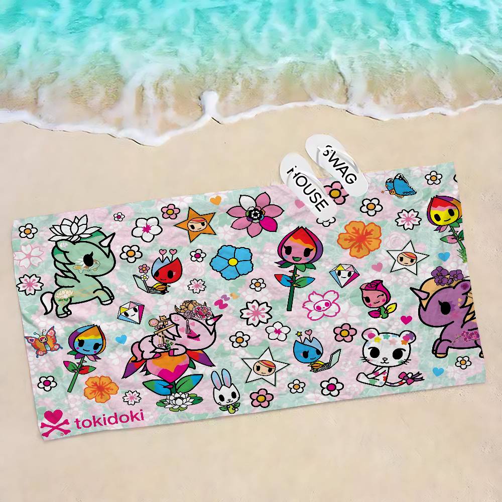 Япония Tokidoki Пляжное полотенце Цветные банные полотенца для девочки Микрофибра Быстросохнущие Индивидуальные Без песка Пляж Йога Спа Тренажерный зал Бассейн