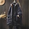 Women Vintage Hooded Parkas Button Solid Color Coats Winter Long Sleeve Pockets Warm Plus Cotton Parkas