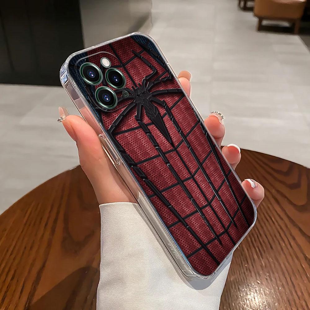 Прозрачный чехол для телефона Marvel Человек-паук для iPhone 17 Pro Max 17E 11 12 13 14 15 16 Pro Max 15 Plus 17 Air 16E 7 XS Мягкая накладка