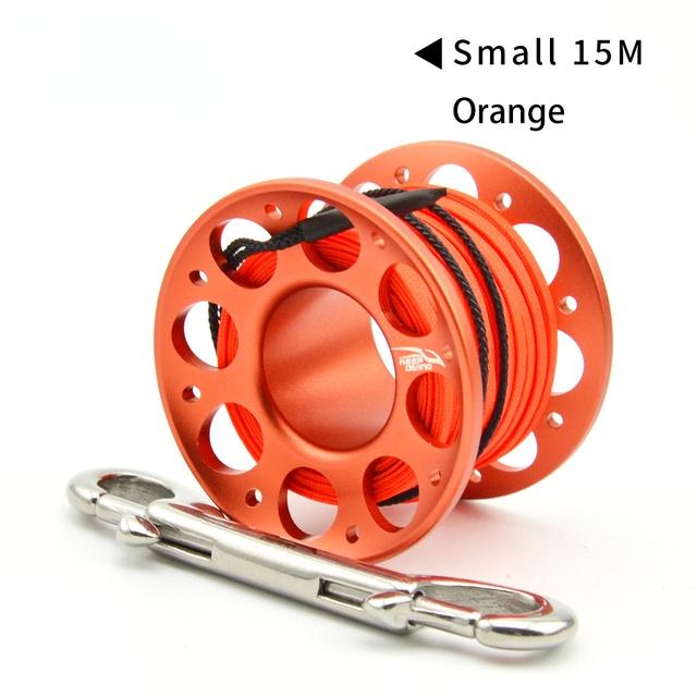 15M/30M Катушка для дайвинга из алюминиевого сплава Finger Reel с двойным крючком из нержавеющей стали Оборудование для пещерного дайвинга