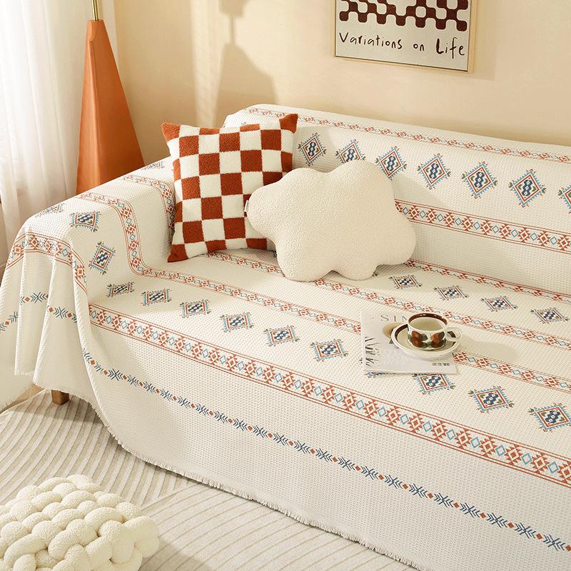 Чехол и подушка для дивана с противоскользящим покрытием в стиле бохо - для круглогодичного использования