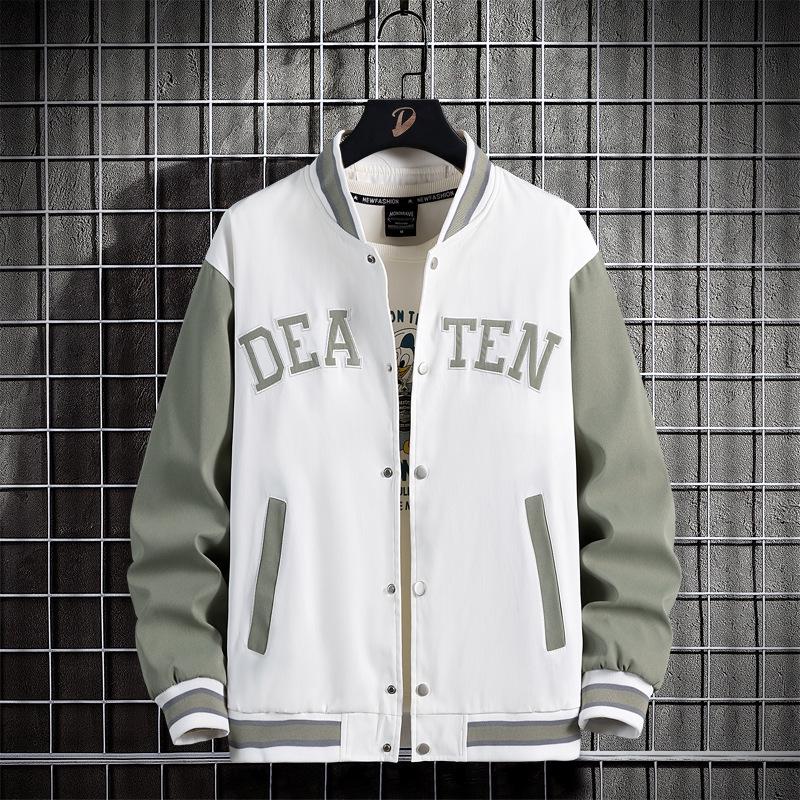 Мужская тонкая бейсбольная куртка большого размера с вышивкой для весны и осени
