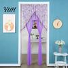 Sheer Privacy Curtain for Bedroom Lace Door Curtain, Embroidered Floral Doorway with Beads, Practical Housewarming Gift Idea Rod Pocket Room