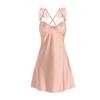 Women's Satin Deep V Padded Backless Tie Sleep Dress with Robe Lounge Set