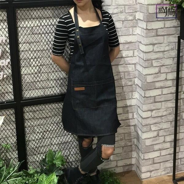 Модные холщовые кухонные фартуки для женщин и мужчин, рабочий фартук для шеф-повара для гриля, ресторана, бара, кафе, красоты, маникюра, студии, униформа