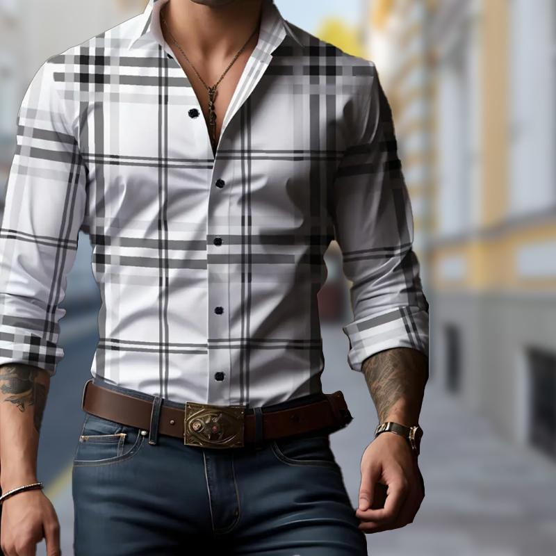 Мужские рубашки с длинным рукавом с принтом в виде сетки, повседневные кардиганы, новые пуговицы, модные рубашки для праздников