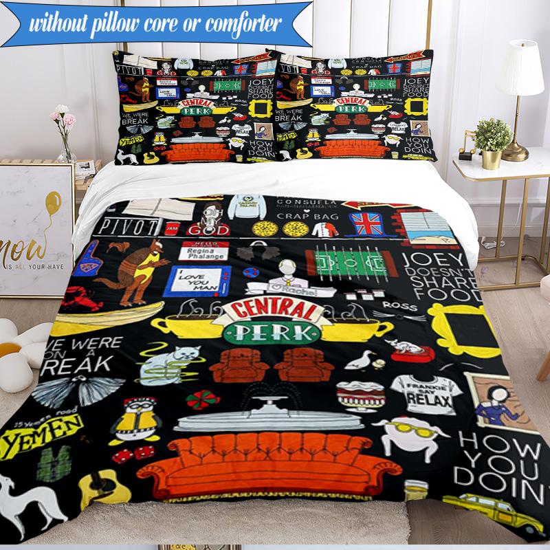 Friends Show Quotes 3pcs K-pop music group Bedding set,Ideal for Bedroom, Dormitory,Including Duvet Cover And 2pcs Pillowcases,Fan gifts